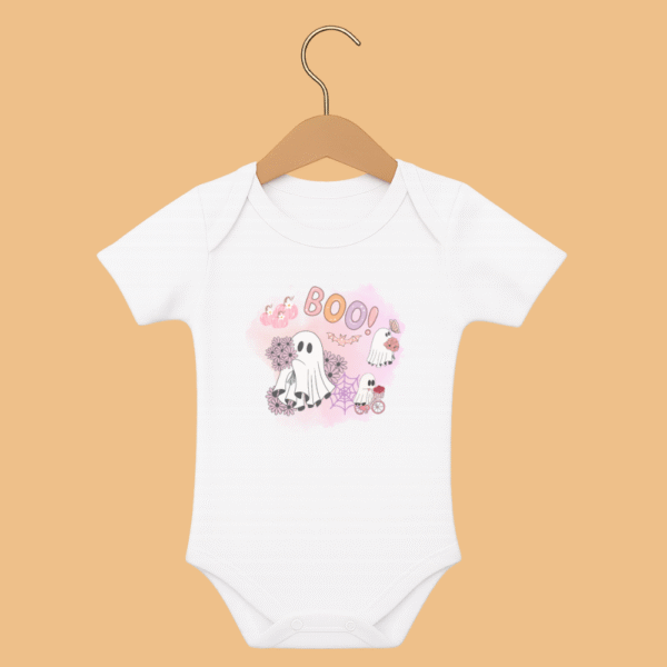 Body bébé manches courtes Halloween avec fantômes mignons citrouilles et fleurs
