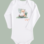 Body bébé blanc manches longues renard dans l'herbe