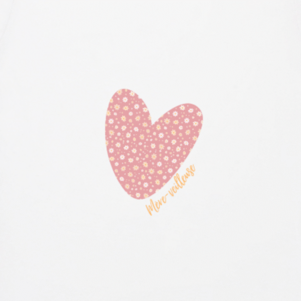 zoom-tshirt-mere-veilleuse Coeur rose fleuri et inscription "mère-veilleuse" sur t-shirts
