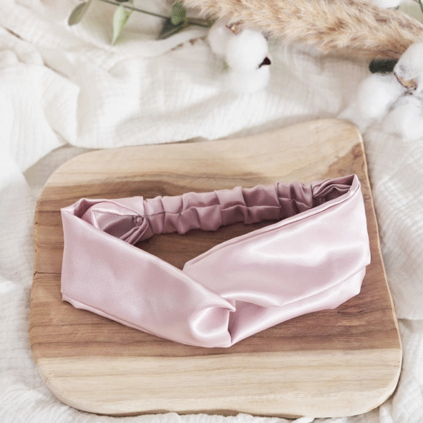 Bandeau satin rose