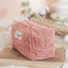 Trousse velours côtelé minky vieux rose marque Bloom créations de profil.