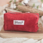 Trousse velours côtelé rouge marque Bloom créations.