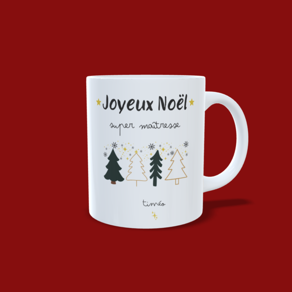 mug-joyeux-noel-maitresse-droite Mug joyeux noël super maîtresse illustration sapins