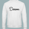 sweat-blanc-daron Sweat blanc homme illustration noire "Daron."