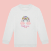 sweat-blanc-grande-soeur Sweat blanc enfant illustration "grande sœur d'amour" arc en ciel.