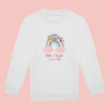 sweat-blanc-petite-grande-soeur Sweat blanc enfant illustration "petite & grande sœur d'amour" arc en ciel.