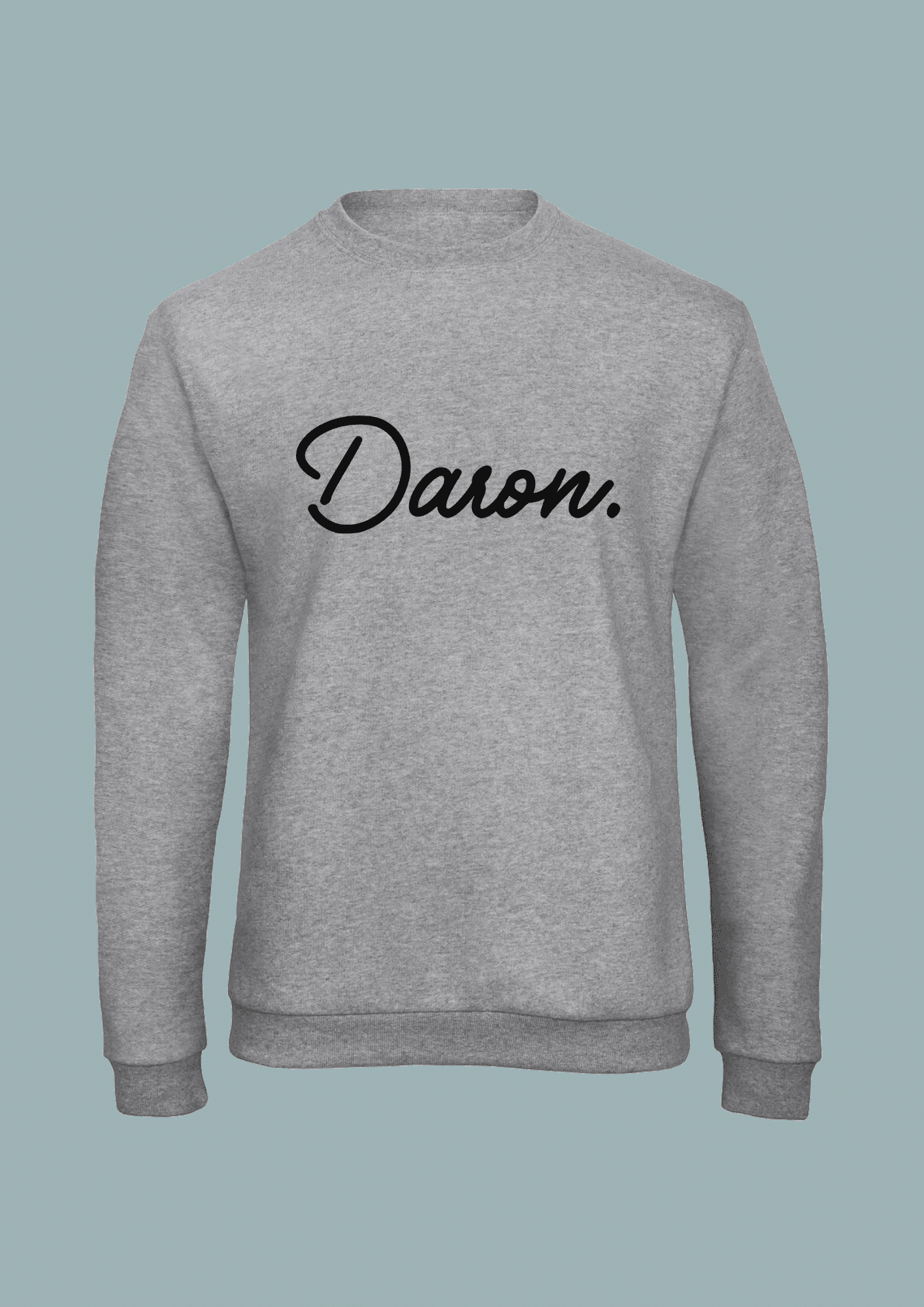 sweat-gris-daron Sweat gris homme illustration noire "Daron."