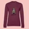 sweat-joyeux-noel-leopard-bordeaux Sweat femme aubergine illustration "joyeux noël" et sapin léopard.