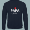 sweat-navy-papa-poule Sweat bleu marine homme illustration "papa poule" blanc et coq rouge.