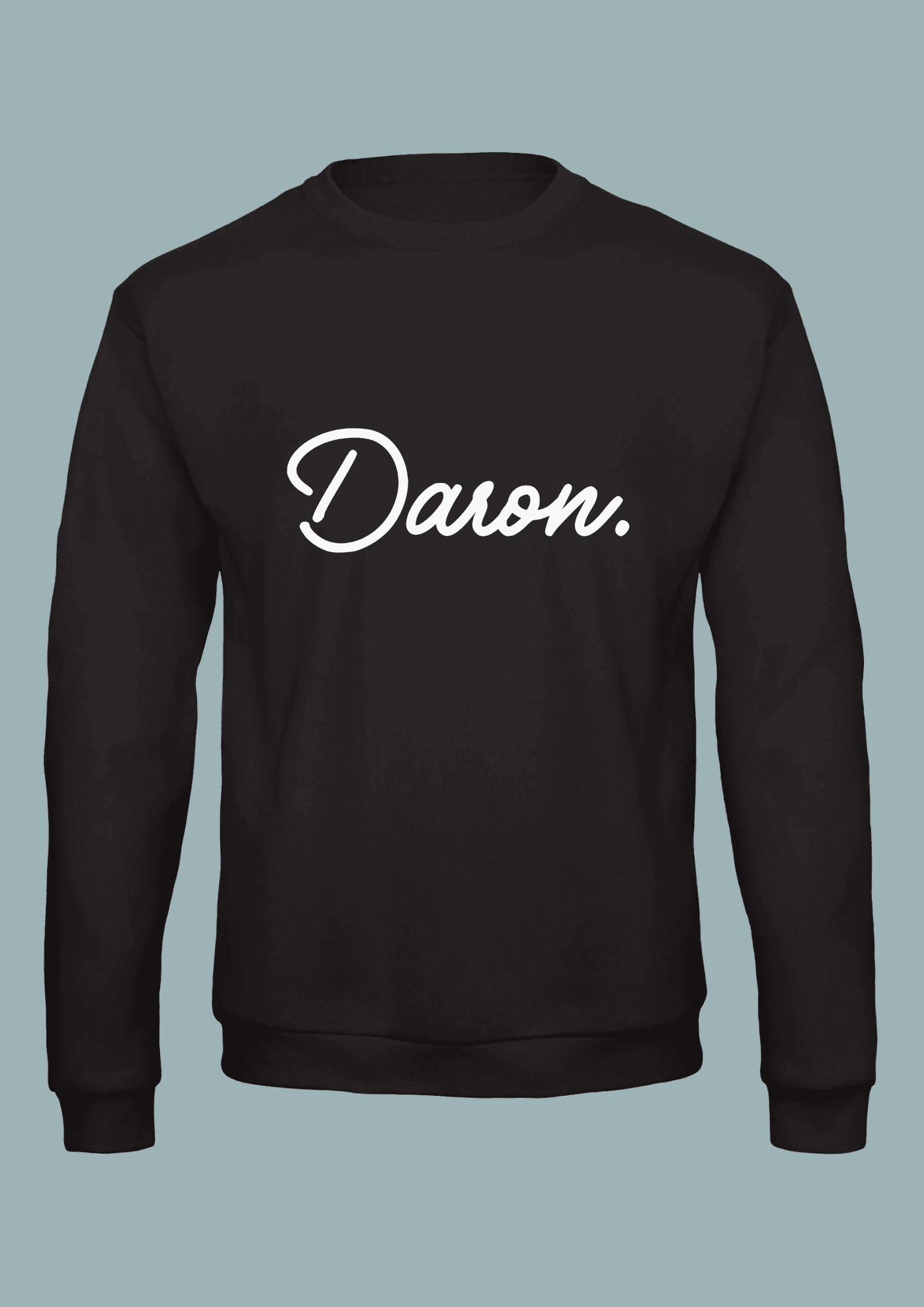 sweat-noir-daron Sweat noir homme illustration blanche "Daron."