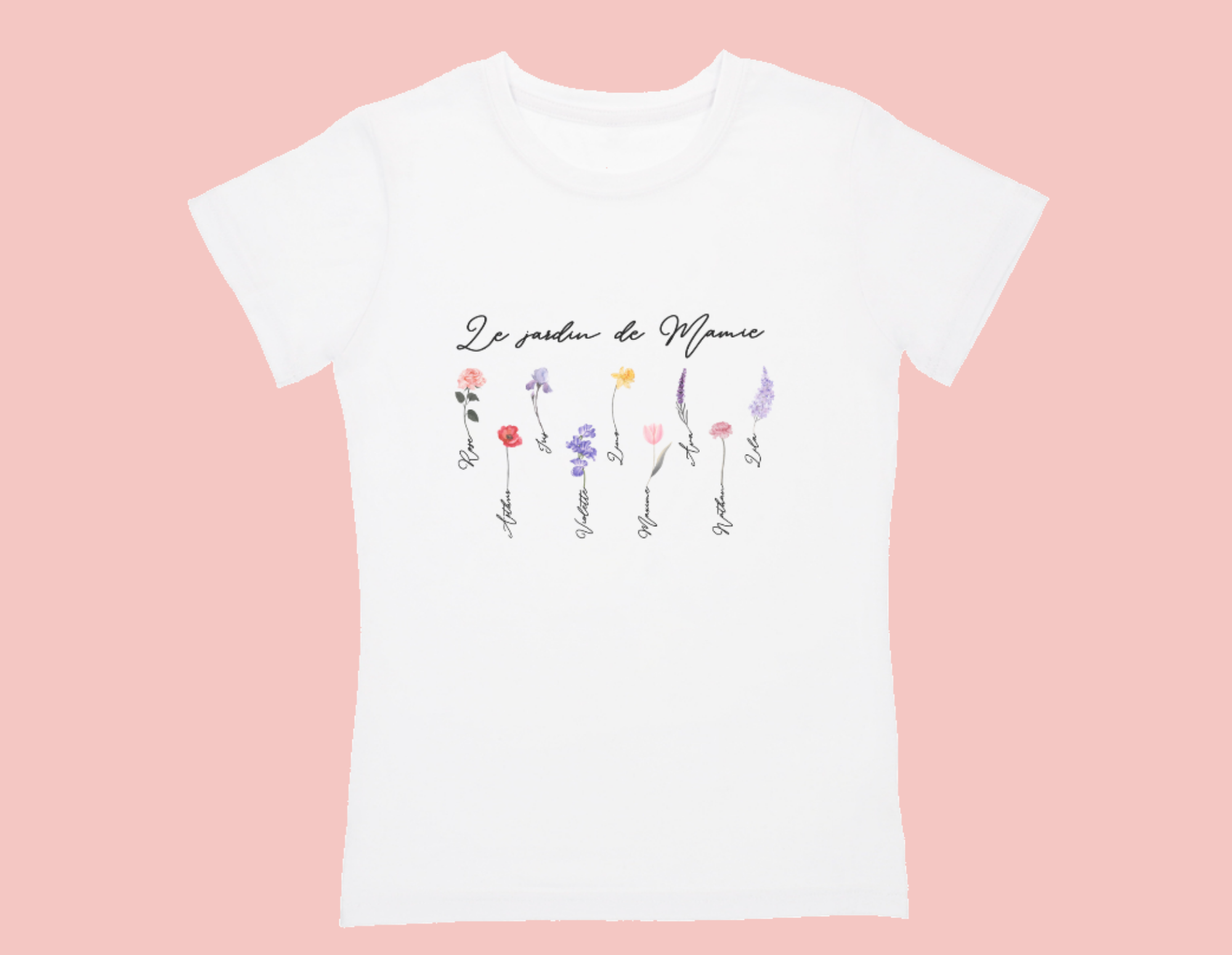 t-shirts-blanc-jardin-de-mamie-neufs T-shirt le jardin de mamie, fleurs et prénoms jusqu'à 9