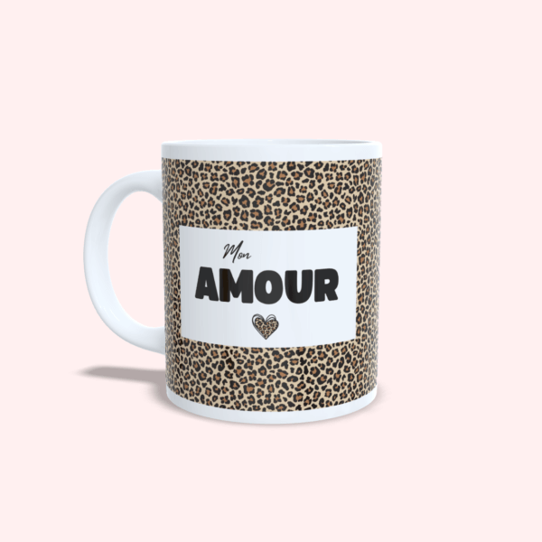 Mug illustration léopard et texte "Mon AMOUR"