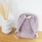 Sac à dos enfants modèle Iris, en velours côtelé violet et intérieur coton licornes