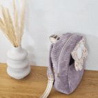 Sac à dos enfants modèle Iris, en velours côtelé violet et intérieur coton licornes