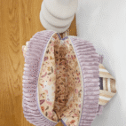 Sac à dos enfants modèle Iris, en velours côtelé violet et intérieur coton licornes