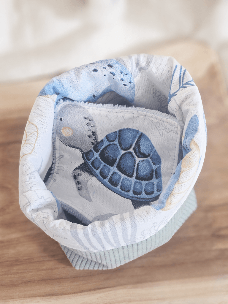 paniere-lingettes-mer-pres Panière avec lingettes en tissus animaux de la mer