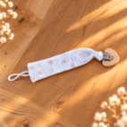 Attache tétine dos fleurs blanche et coeur