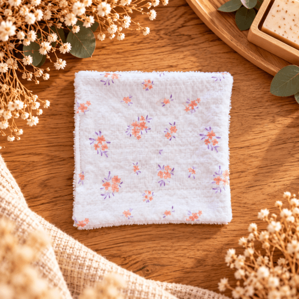 Lingette en tissus blanche et petites fleurs
